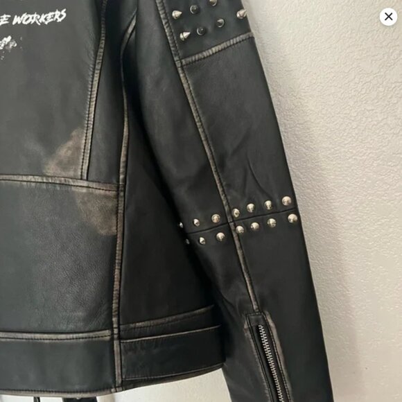 Boda Skins Studded Spike Black Leather Jacket for Miracle Workers TBS - LARGE - Picture 4 of 6
